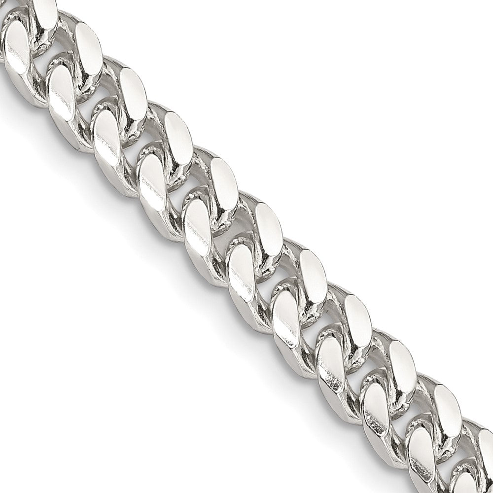 22 Inch Sterling Silver 6mm Domed W/ Side D/C Curb Chain Necklace