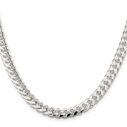 18 Inch Sterling Silver 7mm Domed W/ Side D/C Curb Chain Necklace