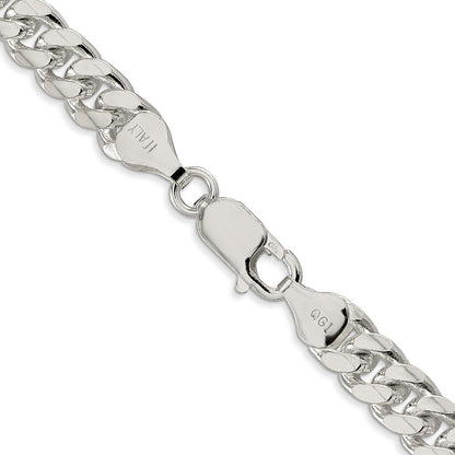 18 Inch Sterling Silver 7mm Domed W/ Side D/C Curb Chain Necklace