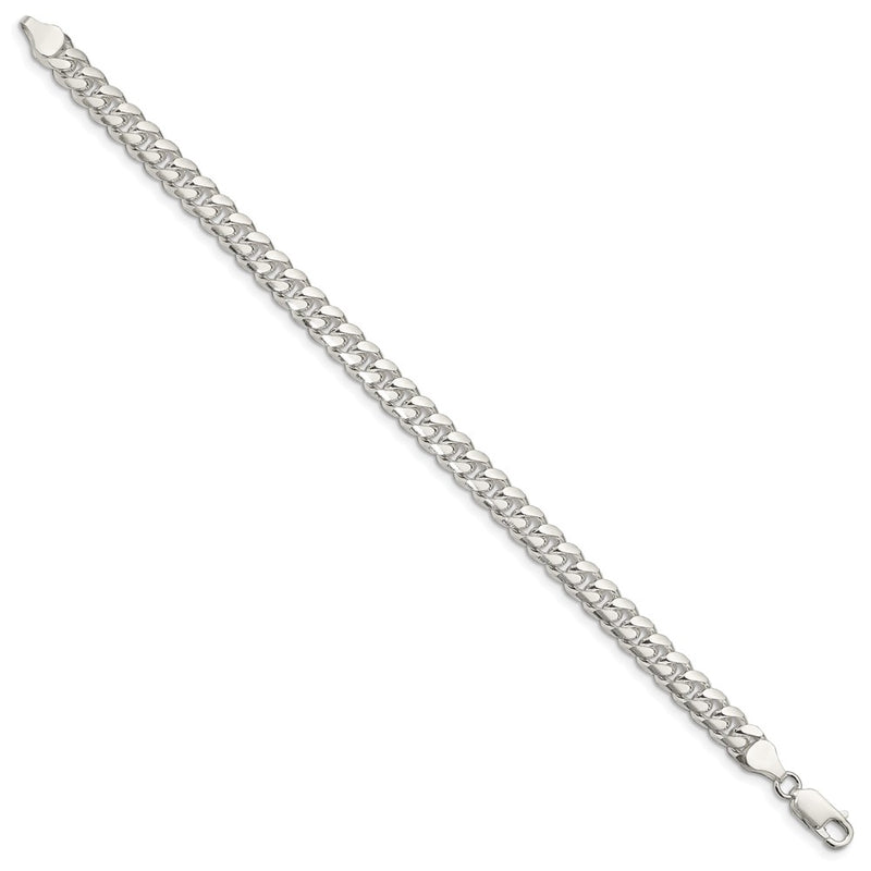 9 Inch Sterling Silver 7mm Domed W/ Side D/C Curb Chain Bracelet