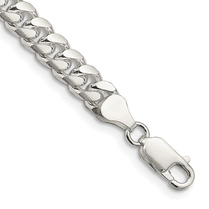 8 Inch Sterling Silver 7mm Domed W/ Side D/C Curb Chain Bracelet