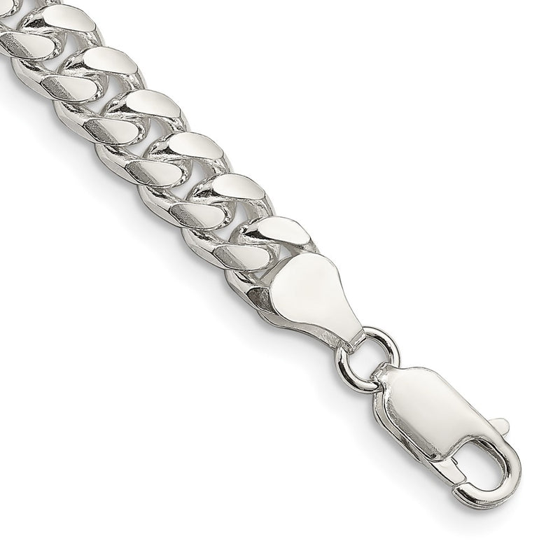 8 Inch Sterling Silver 7mm Domed W/ Side D/C Curb Chain Bracelet
