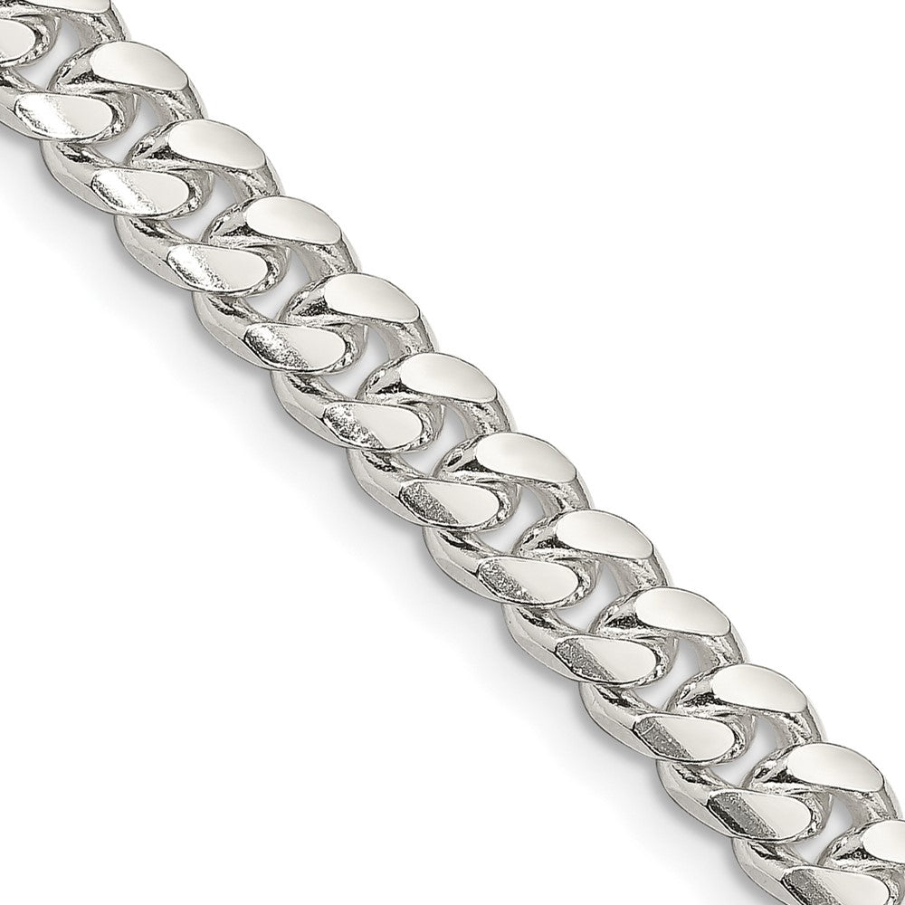 24 Inch Sterling Silver 7mm Domed W/ Side D/C Curb Chain Necklace