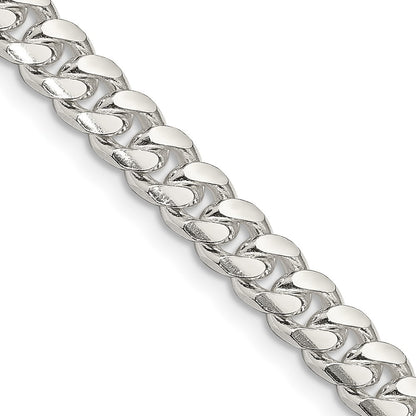 18 Inch Sterling Silver 7mm Domed W/ Side D/C Curb Chain Necklace