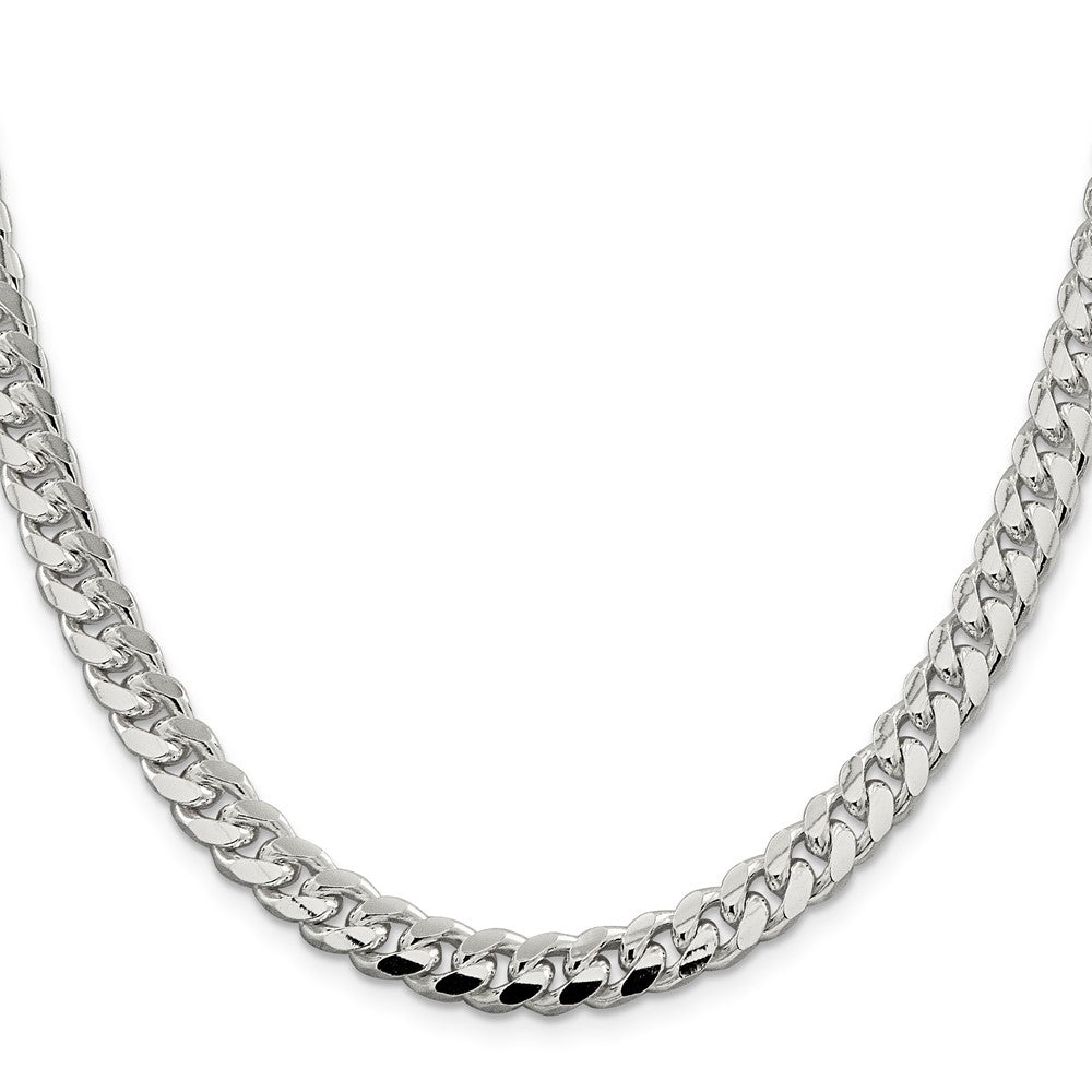 20 Inch Sterling Silver 7.35mm Domed W/ Side D/C Curb Chain Necklace