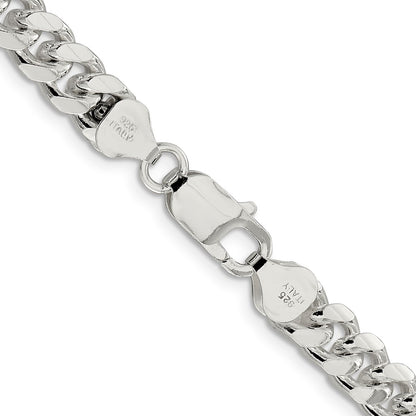 18 Inch Sterling Silver 7.35mm Domed W/ Side D/C Curb Chain Necklace