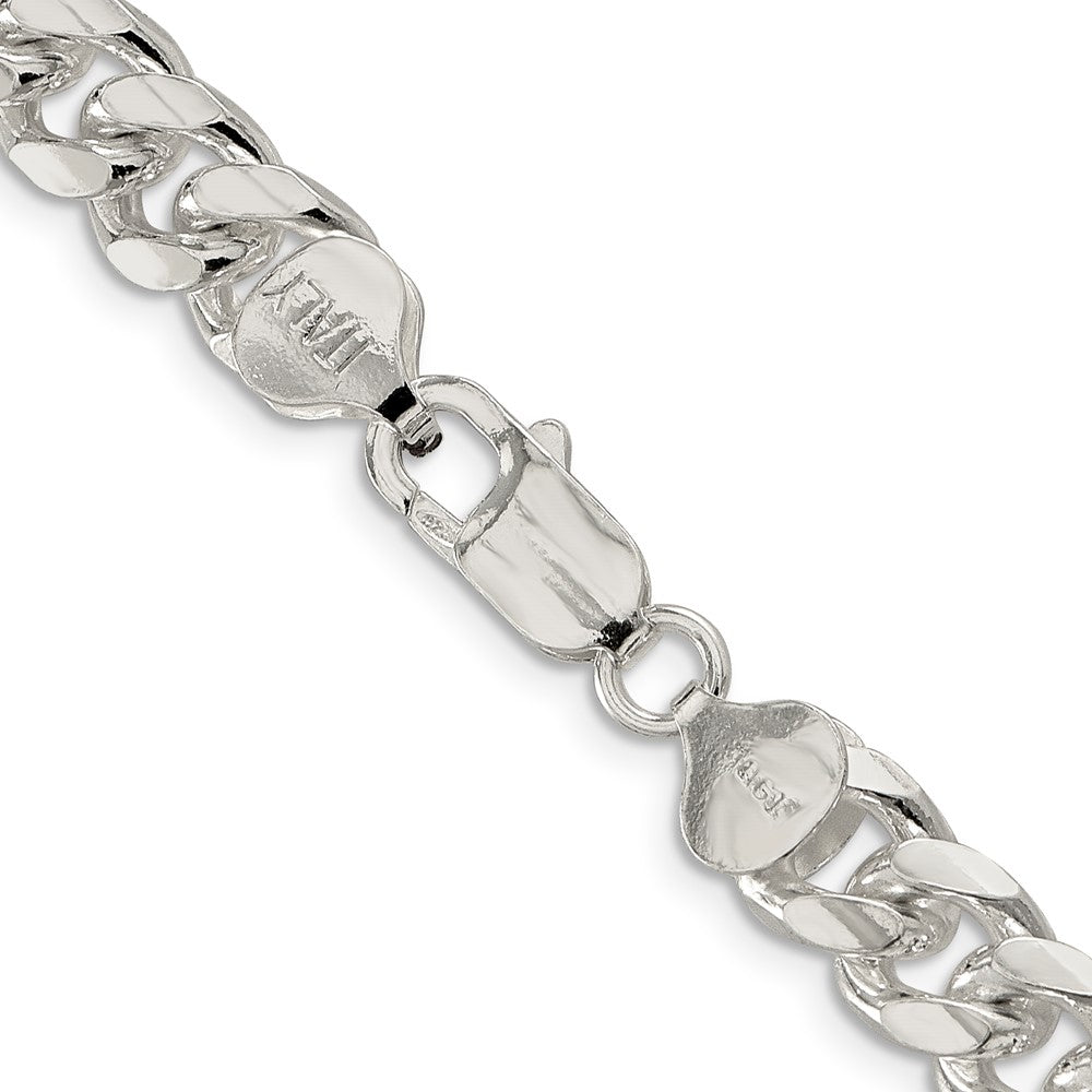 26 Inch Sterling Silver 8.5mm Domed W/ Side D/C Curb Chain Necklace