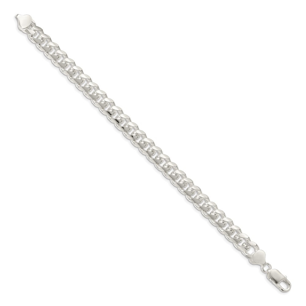 9 Inch Sterling Silver 8.5mm Domed W/ Side D/C Curb Chain Bracelet