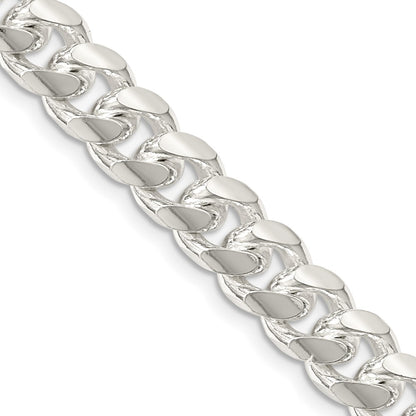 26 Inch Sterling Silver 8.5mm Domed W/ Side D/C Curb Chain Necklace