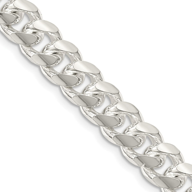 26 Inch Sterling Silver 8.5mm Domed W/ Side D/C Curb Chain Necklace