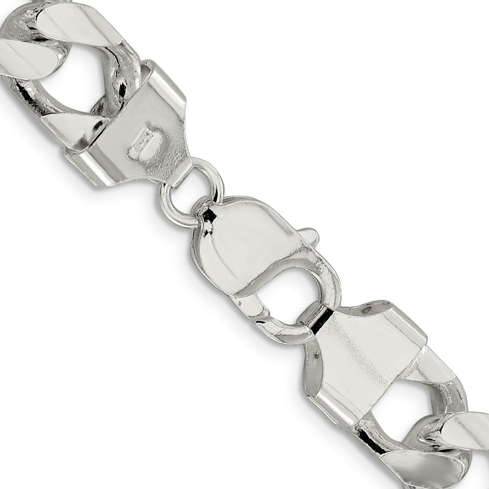 26 Inch Sterling Silver 11mm Domed W/ Side D/C Curb Chain Necklace