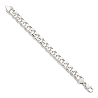 10 Inch Sterling Silver 11mm Domed W/ Side D/C Curb Chain