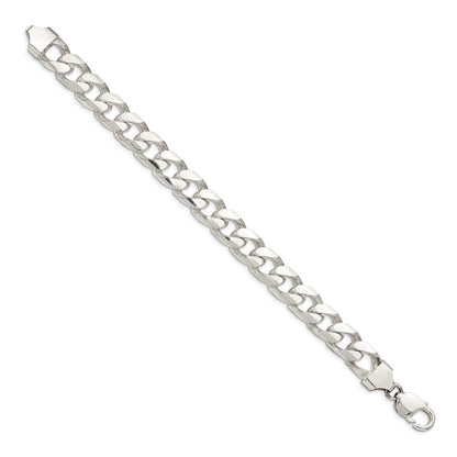 9 Inch Sterling Silver 11mm Domed W/ Side D/C Curb Chain Bracelet