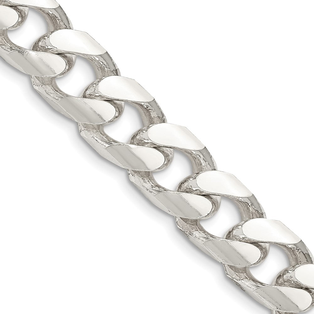 26 Inch Sterling Silver 11mm Domed W/ Side D/C Curb Chain Necklace