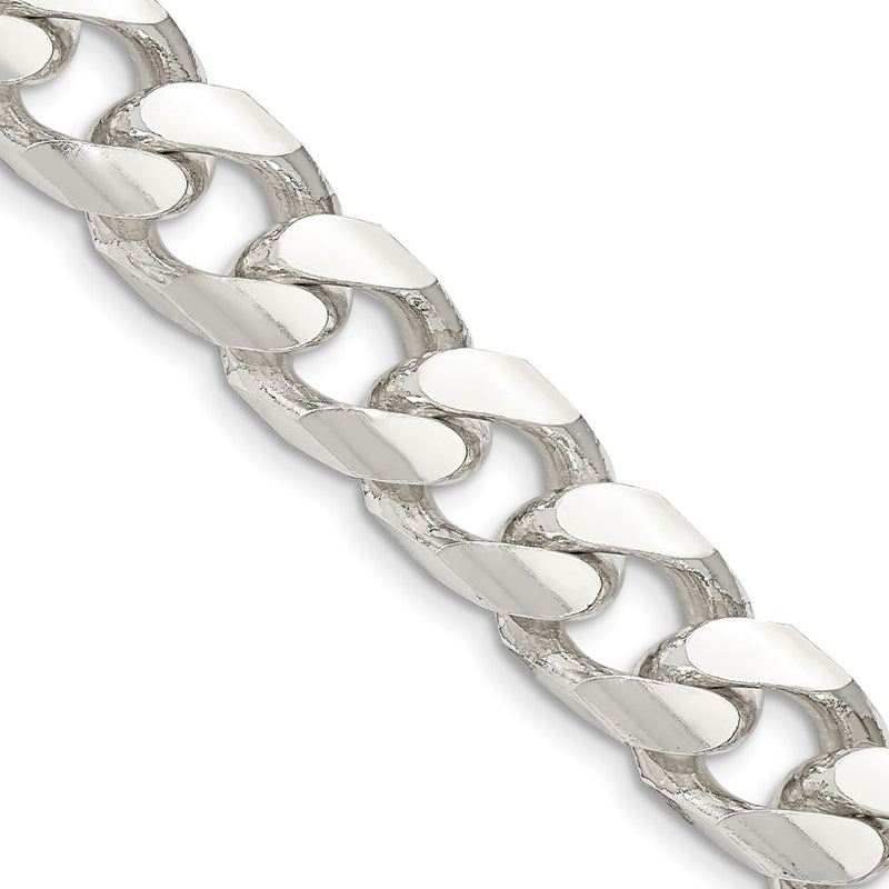 26 Inch Sterling Silver 11mm Domed W/ Side D/C Curb Chain Necklace