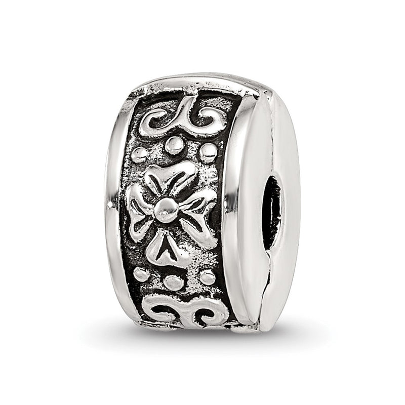 Sterling Silver Reflections Hinged Floral Clip Bead