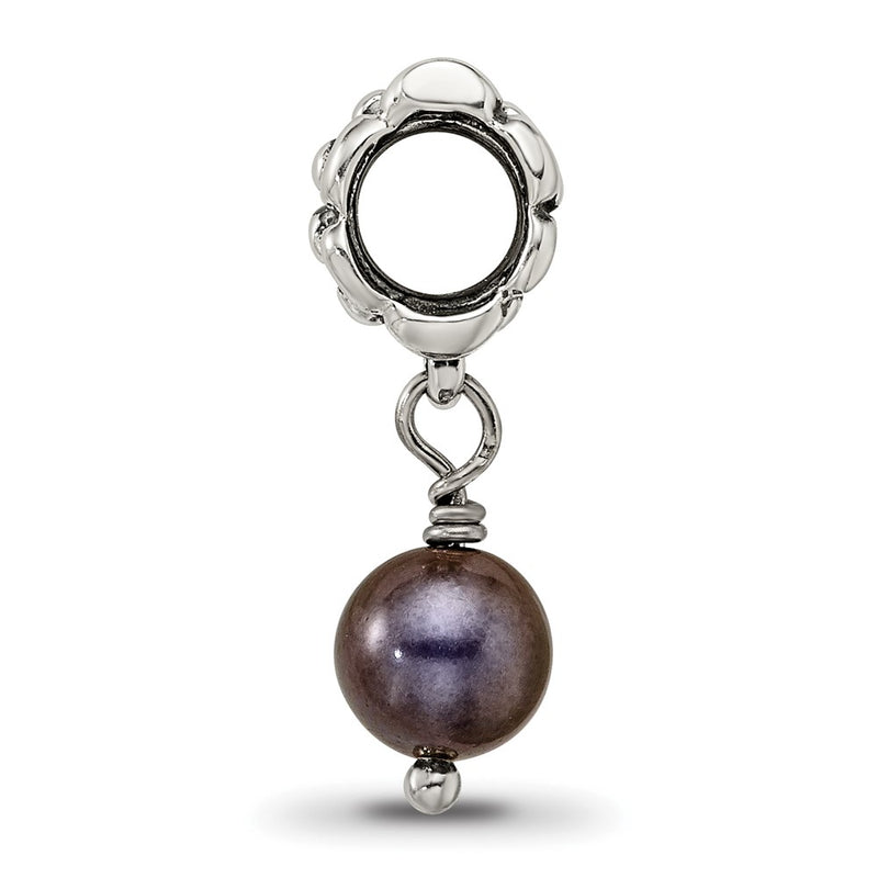 Sterling Silver Reflections Grey Fw Cultured Pearl Dangle Bead