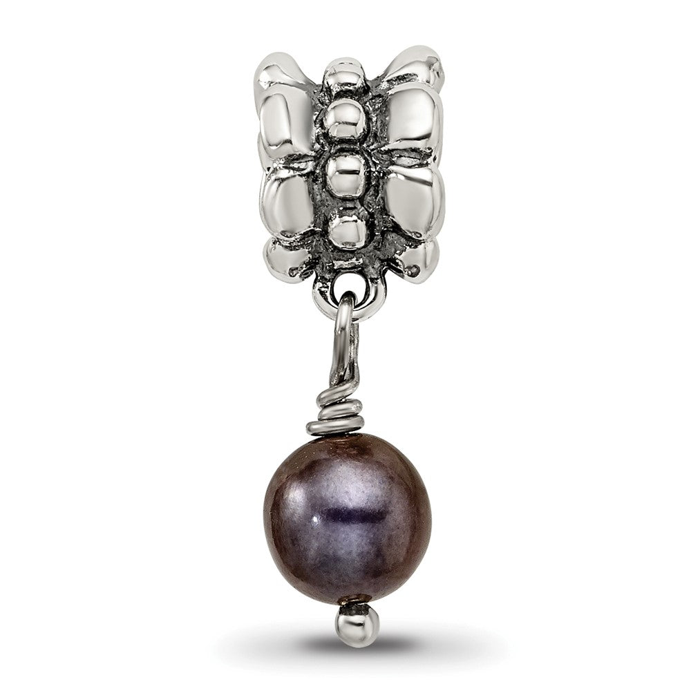 Sterling Silver Reflections Grey Fw Cultured Pearl Dangle Bead