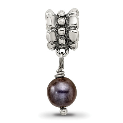 Sterling Silver Reflections Grey Fw Cultured Pearl Dangle Bead