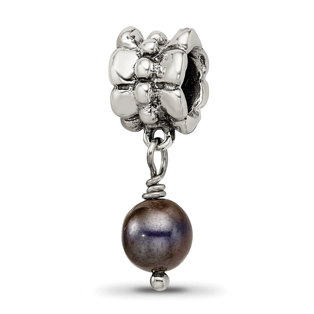 Sterling Silver Reflections Grey Fw Cultured Pearl Dangle Bead