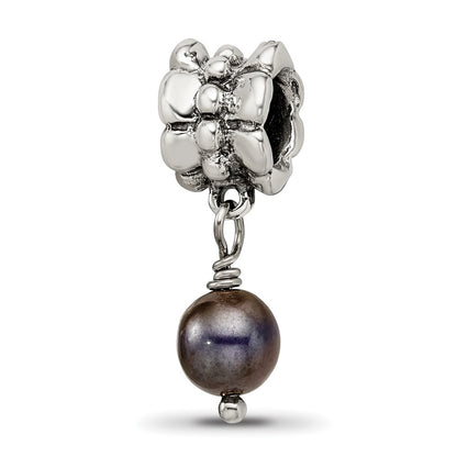 Sterling Silver Reflections Grey Fw Cultured Pearl Dangle Bead