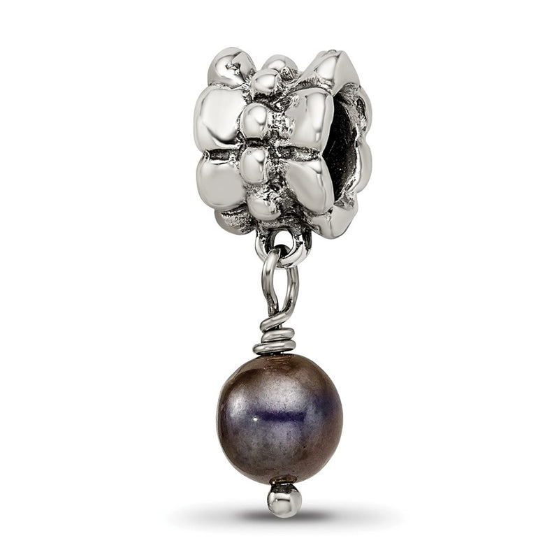 Sterling Silver Reflections Grey Fw Cultured Pearl Dangle Bead