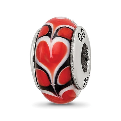 Sterling Silver Reflections Red Heart Hand-Blown Glass Bead