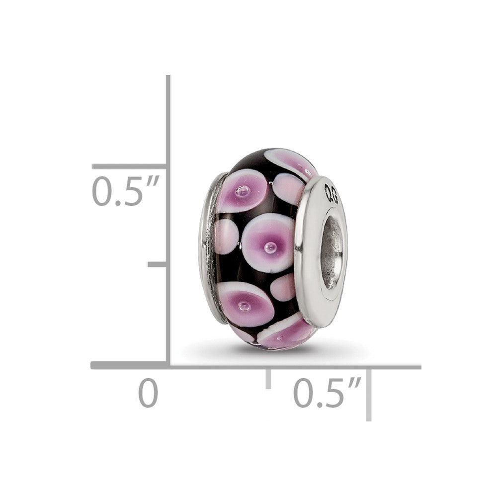 Sterling Silver Reflections Purple/Black Hand-Blown Glass Bead