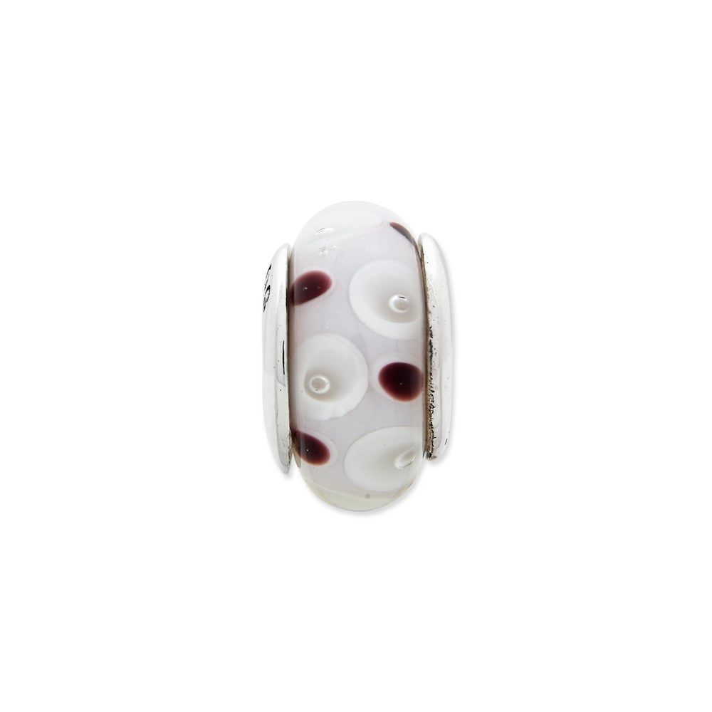 Sterling Silver Reflections Brown/White Hand-Blown Glass Bead