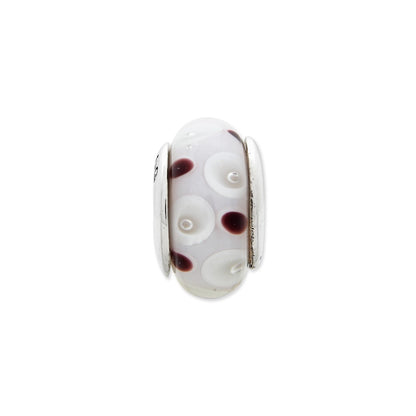 Sterling Silver Reflections Brown/White Hand-Blown Glass Bead
