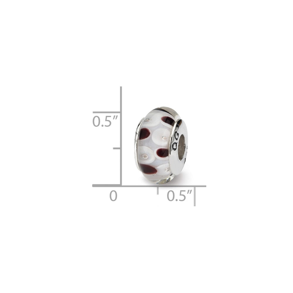 Sterling Silver Reflections Brown/White Hand-Blown Glass Bead