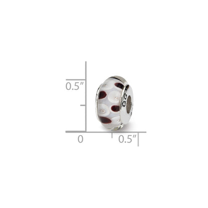 Sterling Silver Reflections Brown/White Hand-Blown Glass Bead