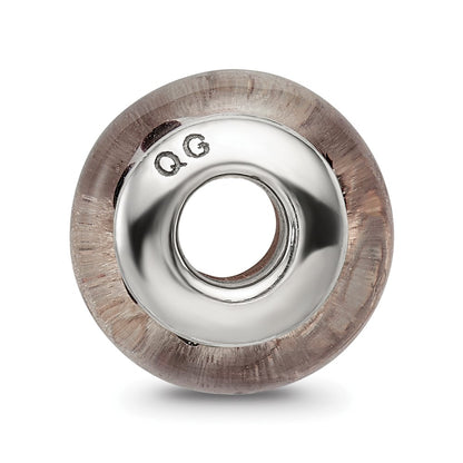 Sterling Silver Reflections Brown Floral Hand-Blown Glass Bead