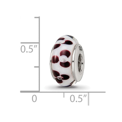 Sterling Silver Reflections Brown Floral Hand-Blown Glass Bead