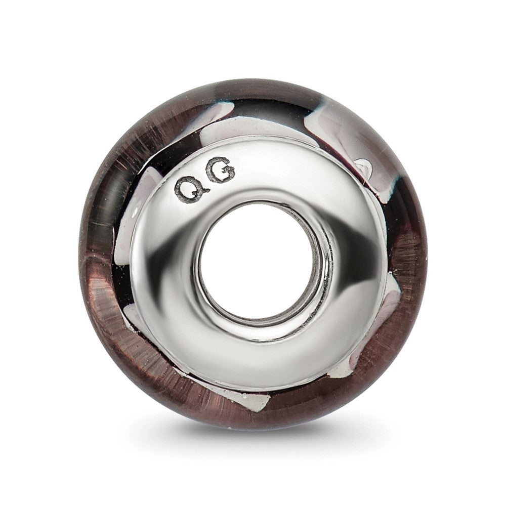 Sterling Silver Reflections Black/Grey Hand-Blown Glass Bead