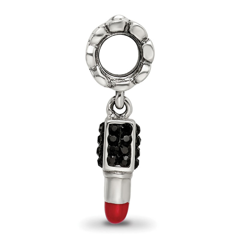 Sterling Silver Ss Reflections Red Enamel Preciosa Crystal Lipstick Dangle Bead
