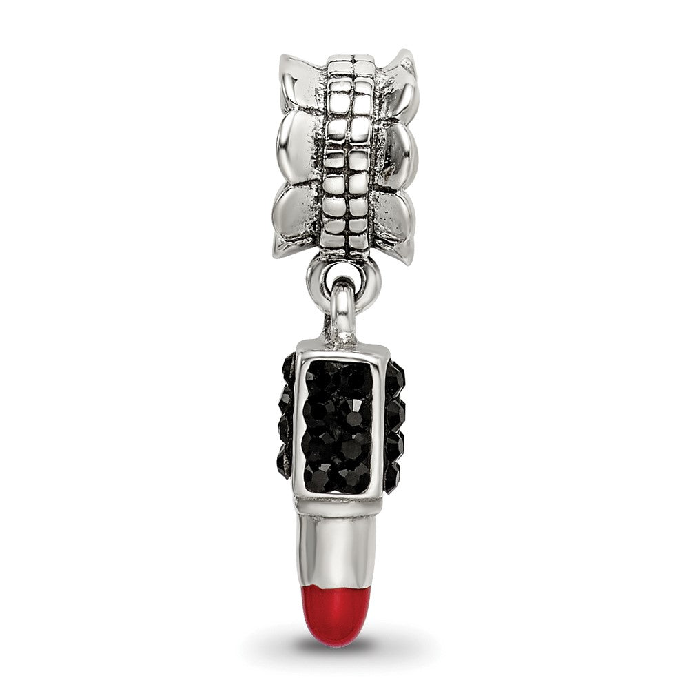 Sterling Silver Ss Reflections Red Enamel Preciosa Crystal Lipstick Dangle Bead
