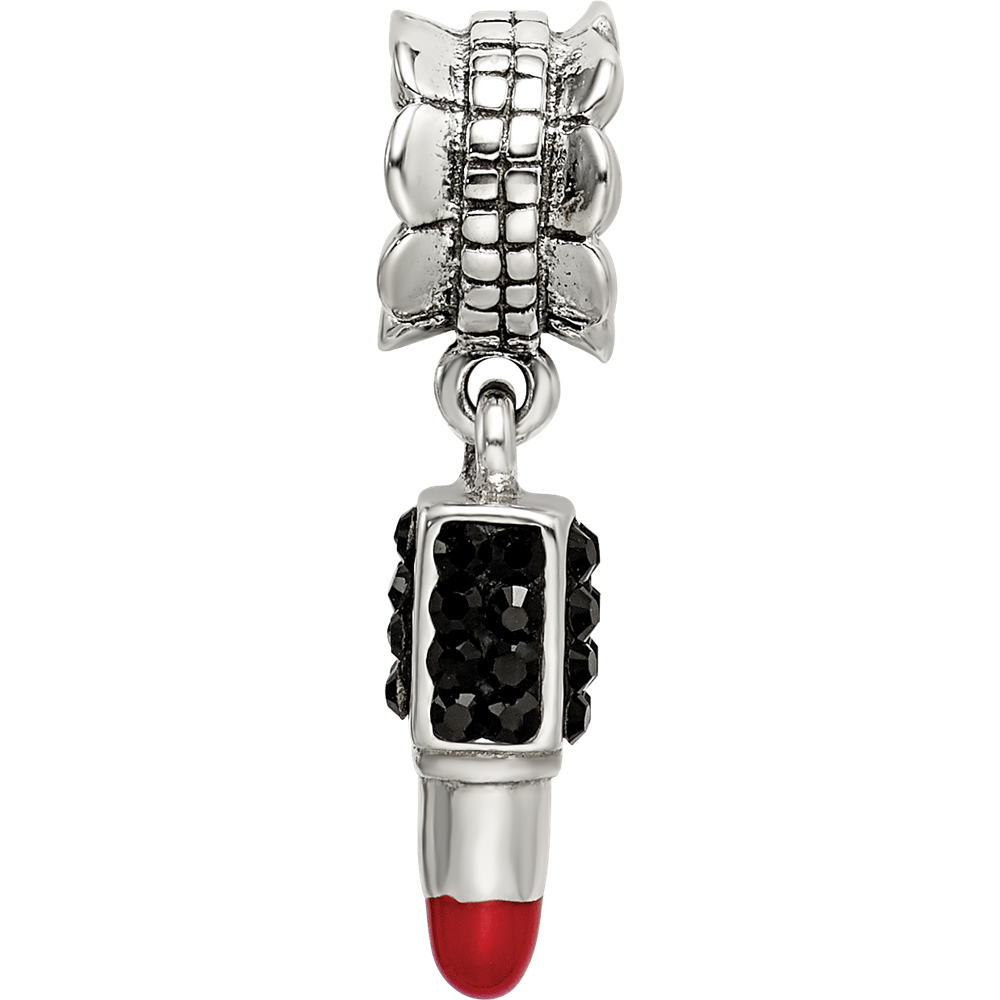 Sterling Silver Ss Reflections Red Enamel Preciosa Crystal Lipstick Dangle Bead
