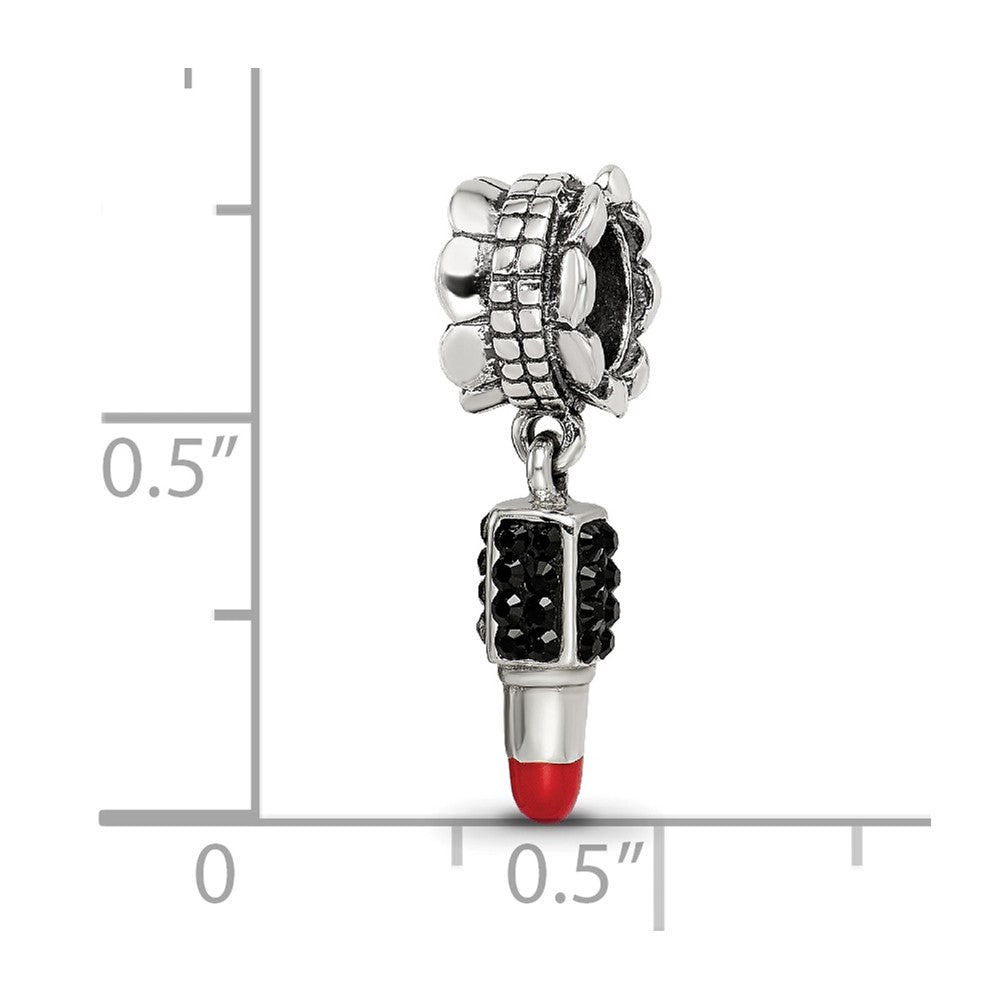 Sterling Silver Ss Reflections Red Enamel Preciosa Crystal Lipstick Dangle Bead
