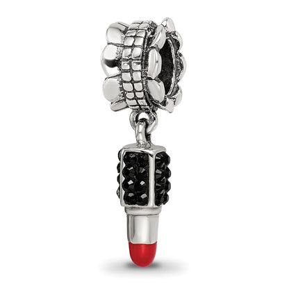 Sterling Silver Ss Reflections Red Enamel Preciosa Crystal Lipstick Dangle Bead