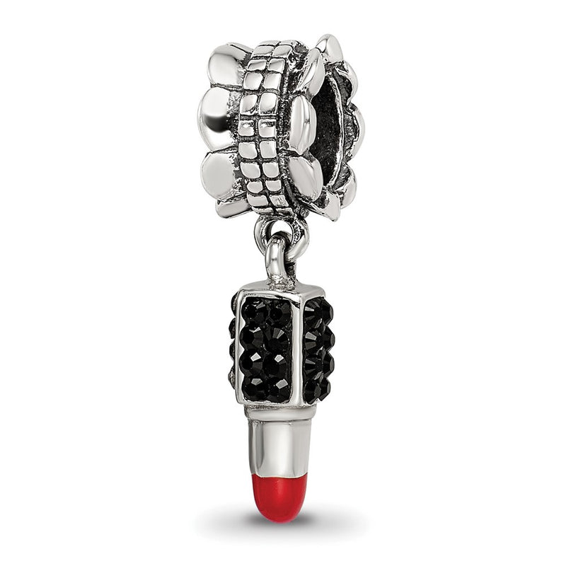 Sterling Silver Ss Reflections Red Enamel Preciosa Crystal Lipstick Dangle Bead