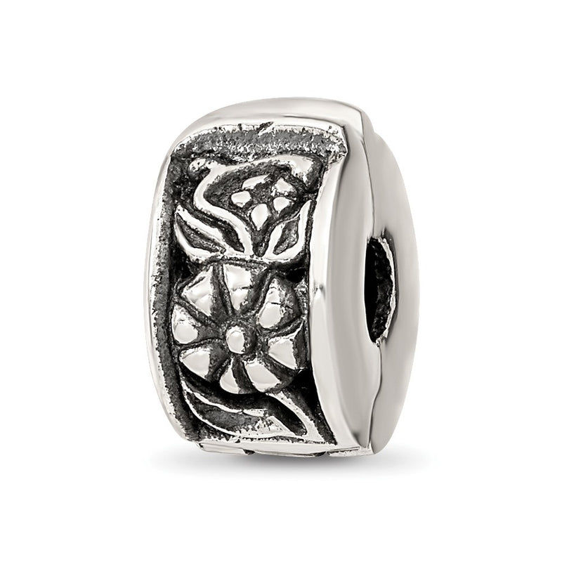 Sterling Silver Reflections Hinged Floral Clip Bead