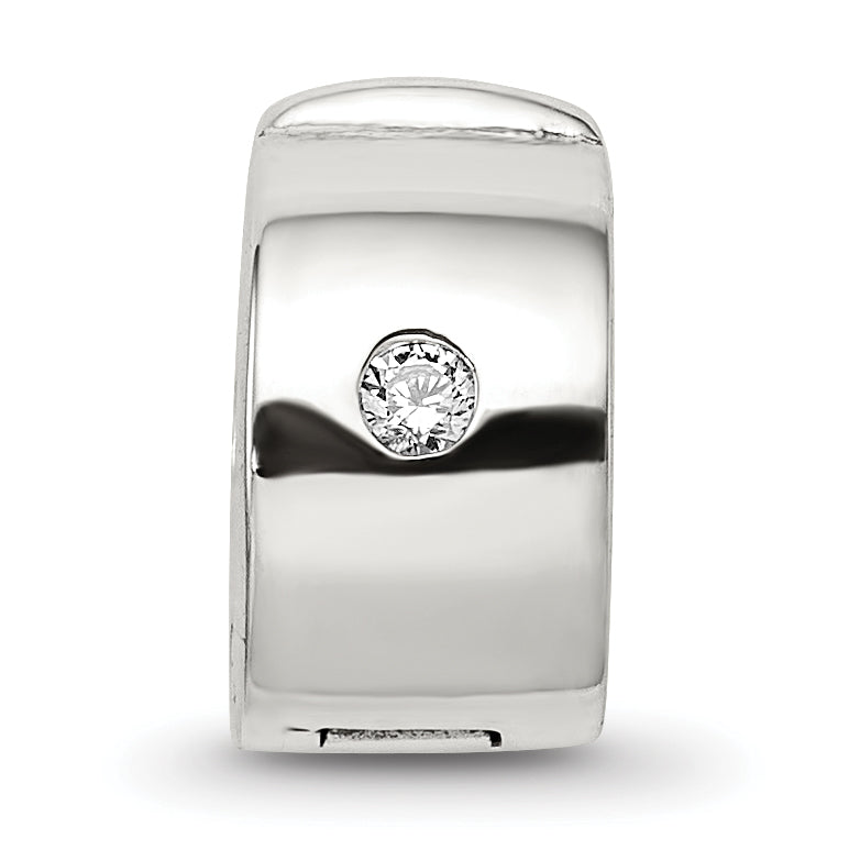 Sterling Silver Reflections Hinged Cz Clip Bead