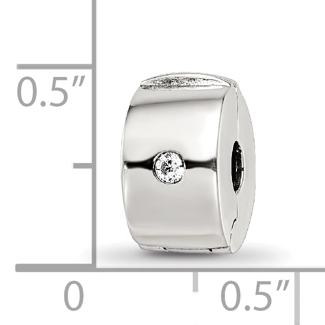 Sterling Silver Reflections Hinged Cz Clip Bead