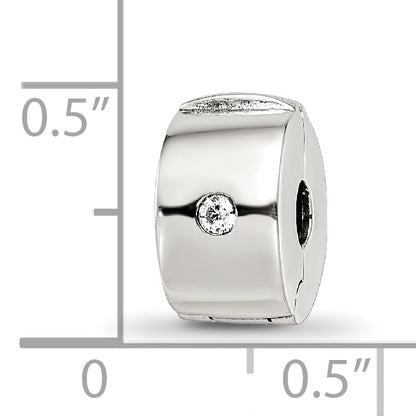 Sterling Silver Reflections Hinged Cz Clip Bead
