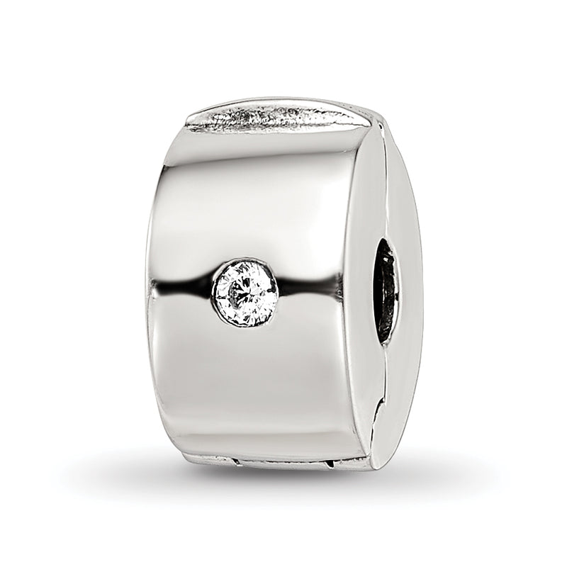Sterling Silver Reflections Hinged Cz Clip Bead
