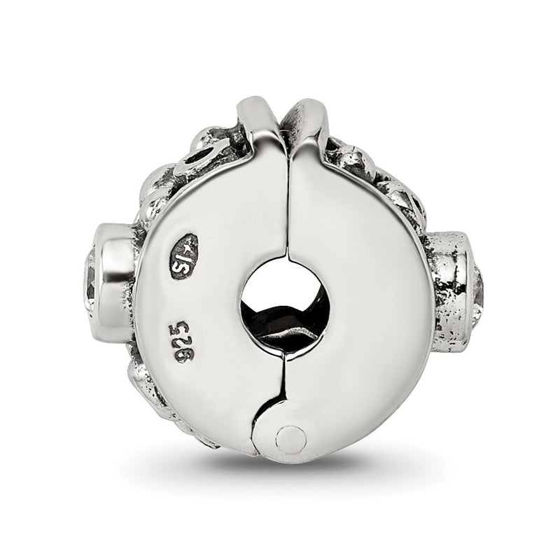 Sterling Silver Reflections Hinged Cz & Dots Clip Bead