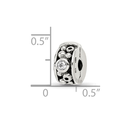 Sterling Silver Reflections Hinged Cz & Dots Clip Bead