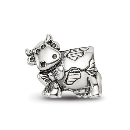 Sterling Silver Reflections Kids Cow W/ Bow Bead