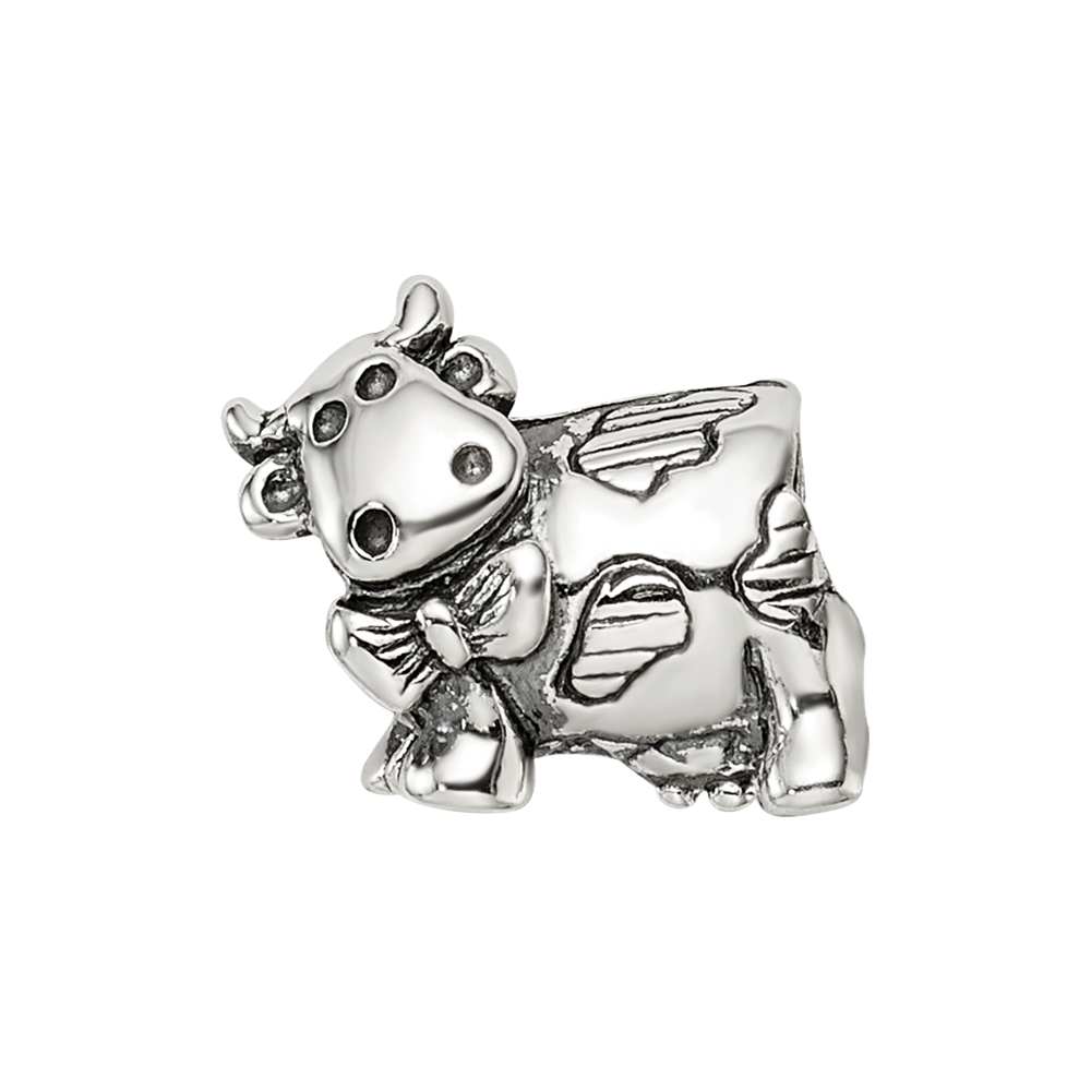 Sterling Silver Reflections Kids Cow W/ Bow Bead